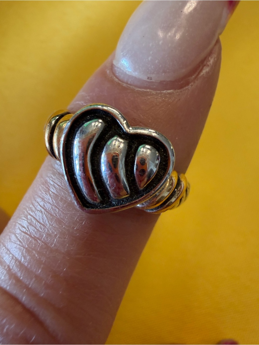 Park Lane Silver & Black Heart Ring Size 7